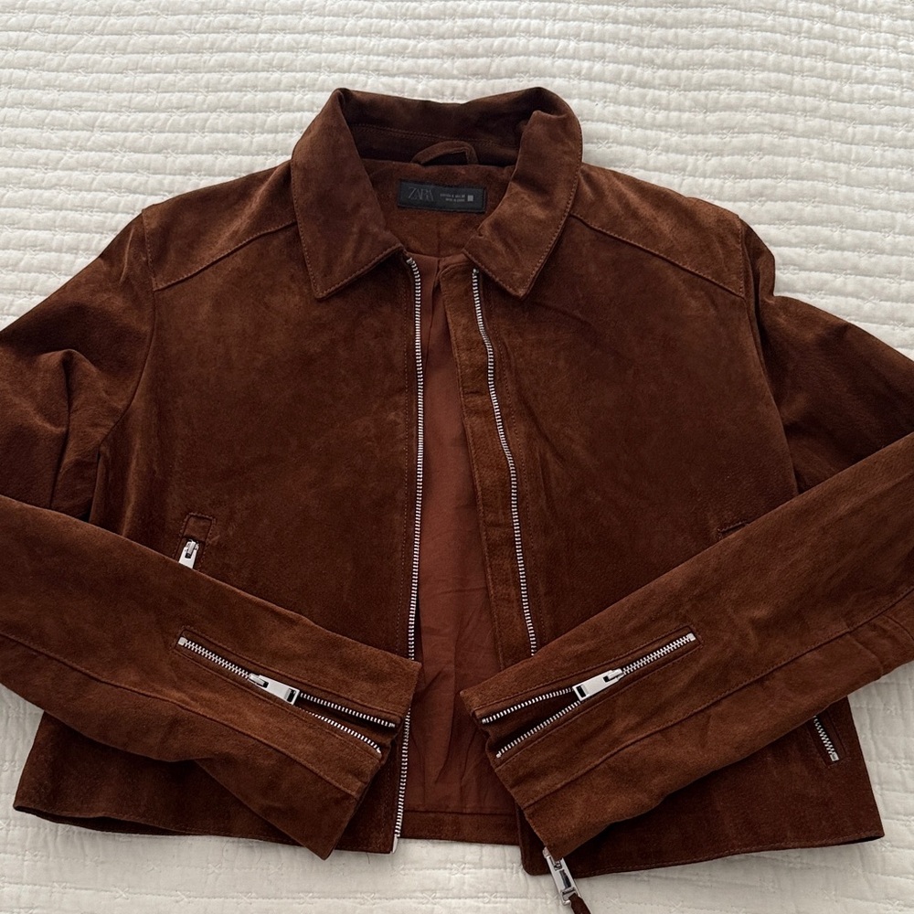 Zara Women's Rich Brown Leather Jacket
